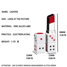 FOBOXCHD Pretty Cute Lipstick Lighter, Dice Shape Torch Lighter, Cool Lighter, Unique Lighters, Fancy Lighter, Refillable Torch Lighter, Gifts for Girls, Women, Birthdays, Candle. (Without Gas)