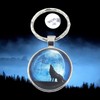 Promotech Howling Wolf Keychain - Flat Keychain Epoxy Resin Metal