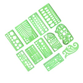 DOITOOL 11pcs Plastic Geometric Stencils Measuring Ruler Set for Architecture Lightweight Drawing Tools for School DIY Projects