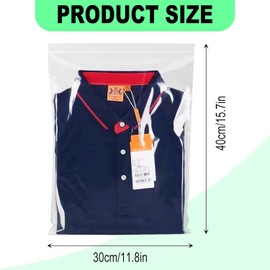 DITK-U 20 Pcs Clear Clothing Storage Bag Clear Resealable Storage Bag 2.5 Gallon 12" x 16" Reclosable Jumbo Bags for Household, Clothes,Travel, T-shirts Packing
