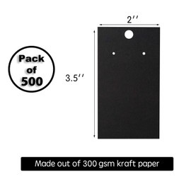 500 Pack Earring Cards - Earring Card Holder - Custom Earring Cards for Earring Display - Hanging Earrings - Bulk Earring Cards - 2 x 3.5 Inches - Black (Pack of 500)