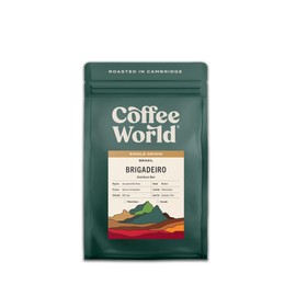 Coffee World, Brazil Brigadeiro Single Origin, Roasted in Cambridge, Whole Coffee Beans, Retail Bag (250g)