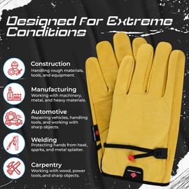 First Canadian FCI Heavy Duty Leather Work Gloves for Men & Women – Construction & Yard Work Gloves – Puncture Resistant Safety Gloves for Landscaping & Outdoor Use (XX-Large)