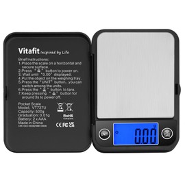 Vitafit 500g Digital Pocket Scale,High Accuracy Assured by Scale Professional Factory Since 2001, Gram Scale 0.01g for Multifunction: Lab,Food, Kitchen,Coffee,Jewelry; Black