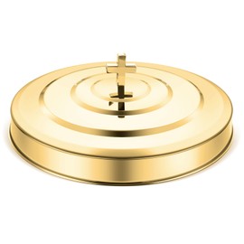 Newtay Gold Communion Trays Cover Stainless Steel Round Holy Cup Tray Cover for Churches Communion Supplies, 11 Inches