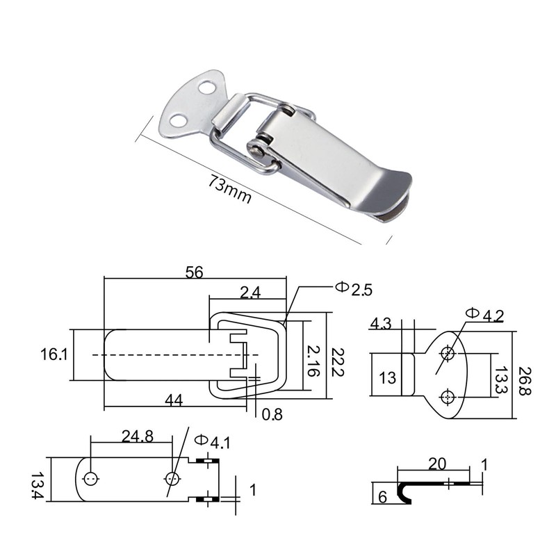 Leliafleury 4PCS Spring Loaded Toggle Latch Stainless Steel Tension Clasp