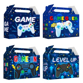 Video Game Party Boxes Game On Party Favor Candy Treat Boxes Bags Gaming Birthday Goodies Valentine's Day Gift Boxes for Kids Birthday Baby Shower Party Decorations Supplies