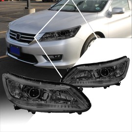 Projector Headlight Assembly Compatible with Honda Accord 13-15 | Headlamps with Smoked Lens Clear Corner