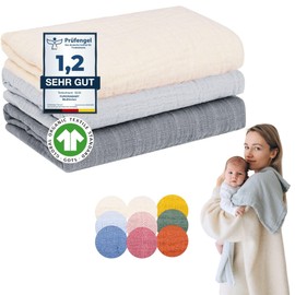 furora BABY Muslin Cloths Baby 80 x 80 cm XL Large (Super Soft Muslin, Organic Cotton, Oeko-Tex 100 + GOTS: Free from Harmful Substances) Muslin Cloths, Baby Burp Cloths, Muslin Nappies, Girls, Boys