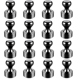 HRLORK Fridge Magnets 16 Pack 12 x 16 mm Neodymium Magnets Small Cone Magnets have Strong Magnetic with Box for Office White Board School Fridge Notice Board（Black）