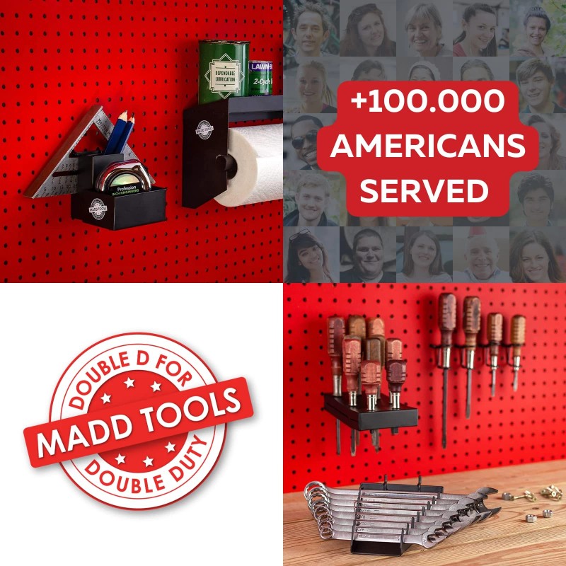 Madd Tools Double D For Double Duty Pegboard Drill Holder