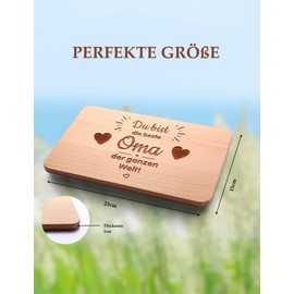 Breakfast Board Grandma Gifts | Bread Board with Engraving "Du bist die beste Oma der ganzen Welt" | Grandma Gifts Beech Wood | Gift Idea Ideal for Mother's Day Birthday Christmas