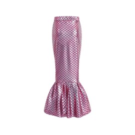 Girls 10 12 Pink Mermaid Skirts Dress Outfits Festival Long Skirt with Same Color Accessories