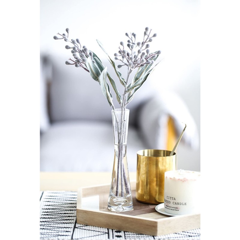 Small Glass Bud Vase Transparent Tapered Small Waist Thick Bottom
