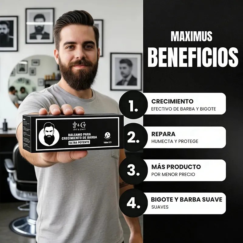 Pack 3 Bálsamos Para Crecimiento de Barba JRFFGWKY con Bergamota,