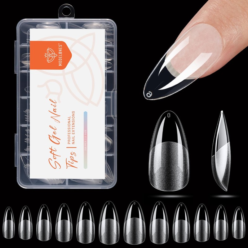 modelones Puntas de uñas almendradas puntiagudas, uñas postizas de gel