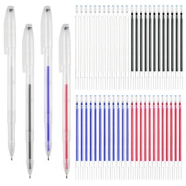 Megcdtr Heat Erasable Pens, Pack of 56 Fabric Marking Pens, Fabric Marking Pen, Heat Radable Pens with 4 Pen Holders and 52 Refills for Quilting, Sewing, Fabrics, Marking Tools (4 Colours)