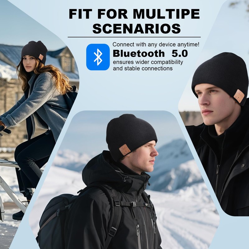 Rotibox Wireless Bluetooth Beanie Hat with Headphone Headset Music Audio