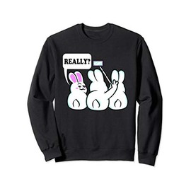 Funny Bunny Ears Selfie Cute Rabbits Photo Sweatshirt