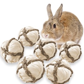 SunGrow Assorted Rabbit & Cat Chew Balls, Teething Activity Toy for Pocket Pets, Improves Dental Health, Environment Friendly, Stress Reliever (Corn Leaf, 6 Pcs)