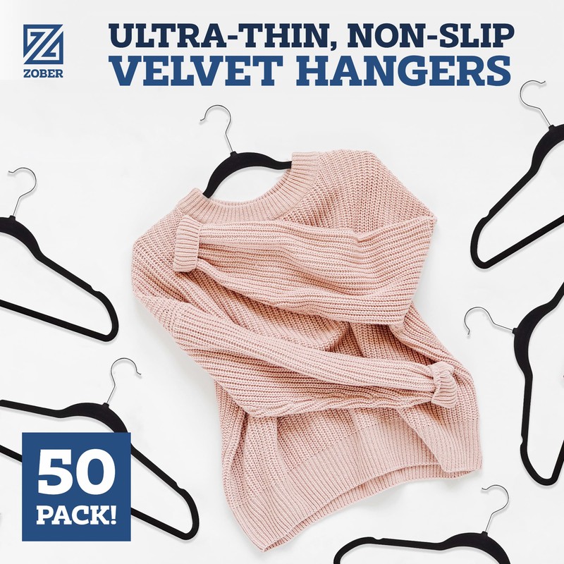 Zober Velvet Hangers - Black for Coats, Pants & Dress