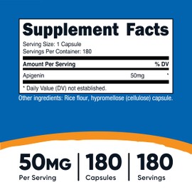 Nutricost Apigenin 50mg, 180 Capsules - Non-GMO, Gluten Free, Vegan