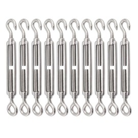 Lsqurel Stainless Steel Turnbuckle Hook and Eye Wire Rope Cable Tensioners Heavy Duty for Shade Sail Tarpaulins (M8,10pcs)