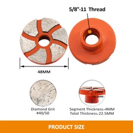BGTEC Diamond Grinding Wheel 48mm for Polishing and Cleaning Stone flowerpots, Cobblestone, Marble,Concrete,and Thinset Removing, Angle Grinder,Cleaning Bottom, 2 pcs