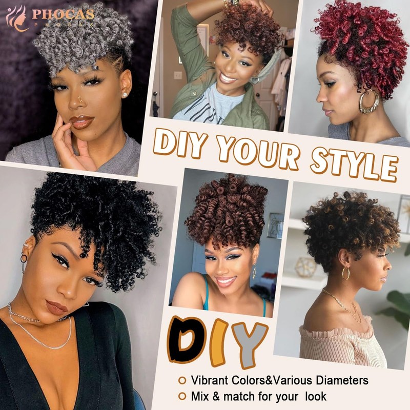 10" 3 Packs Curly Short Grey Crochet Hair for Black