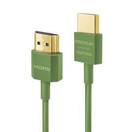 DigiForce Premium High Speed HDMI Cable [HDMI 2.0] 0.9m / 4K60Hz/HDR Compatible/18Gbps / Type A Male to Type A Male/Slim Type/HDMI Certified (Olive Green, 0.9m)