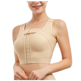 RDSIANE Post-Surgery Front Closure Bra for Women Posture Corrector Compression Shapewear Tops with Breast Support Band Beige