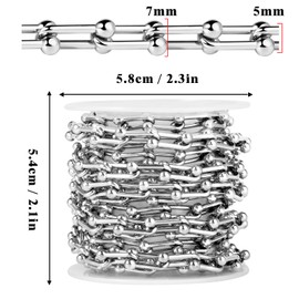 2 Meters Stainless Steel U Shaped Link Chains Roll, 7mm Width 304 Stainless Steel Paperclip Cable Link Chain Bulk Spool for Jewelry Making DIY Craft