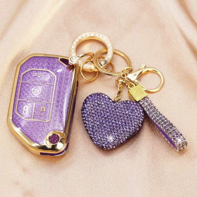 Simocky Compatible with Jeep Key Fob Cover with Keychain, Soft