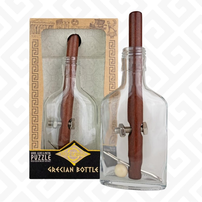 True Genius - Grecian Glass Bottle Disentanglement Brainteaser Puzzle, Logic
