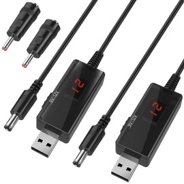 DROK USB to 9V Adapter, 5V to 12V Step Up Converter, USB to 12V DC Power Cable Voltage Converter 1A Step Up Transformer Voltage Regulator 12V with LED Display