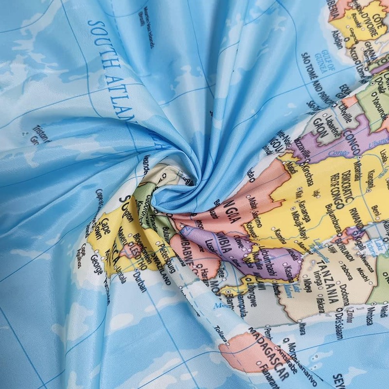 TOMOZ Map Shower Curtain, World Map Shower Curtain Fabric, Geography