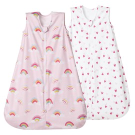 david's kids Micro Fleece Baby Sleep Sack 12-18 Months, Soft Baby Wearable Blankets with 2-Way Zipper, 2 Pack Comfy Sleeping Bags for Infant Newborn Boys Girls Neutral, Large Size, Rainbow