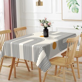 TTQYFNM 70x120inches Boho Mid Century Tablecloth Minimalist Abstract Arch Simple Sun Modern Art Table Cloth Washable and Reusable Fabric Table Cover for Kitchen Dining Living Room Home Decoration