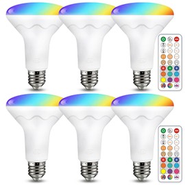 ILC BR30 LED Flood Light Bulbs, Color Changing Light Bulbs, 5 Color Temperature Tunable Indoor, with Remote Control (6 Pack)