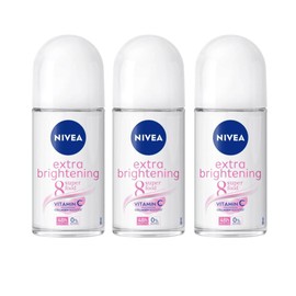 NIVEA Extra Brightening 8 Super Food Vitamin C Collagen Booster Underarm Roll-On Deodorant, Alcohol-Free, 48HR Odor Protection, Smooth & Bright Skin, 50ml, 1.69oz, Pack of 3