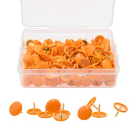 VAPKER 200 PCS Thumb Tacks Orange Color Plastic Round Head Push Pins Thumbtacks