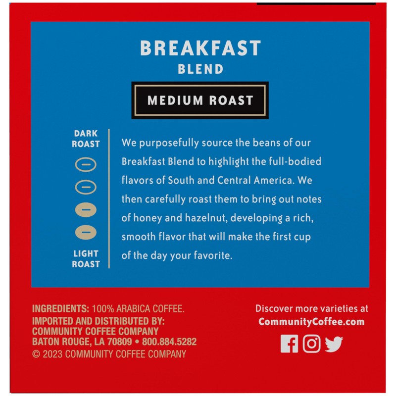 Community Coffee Breakfast Blend 12 Count Coffee Pods, Medium Roast,