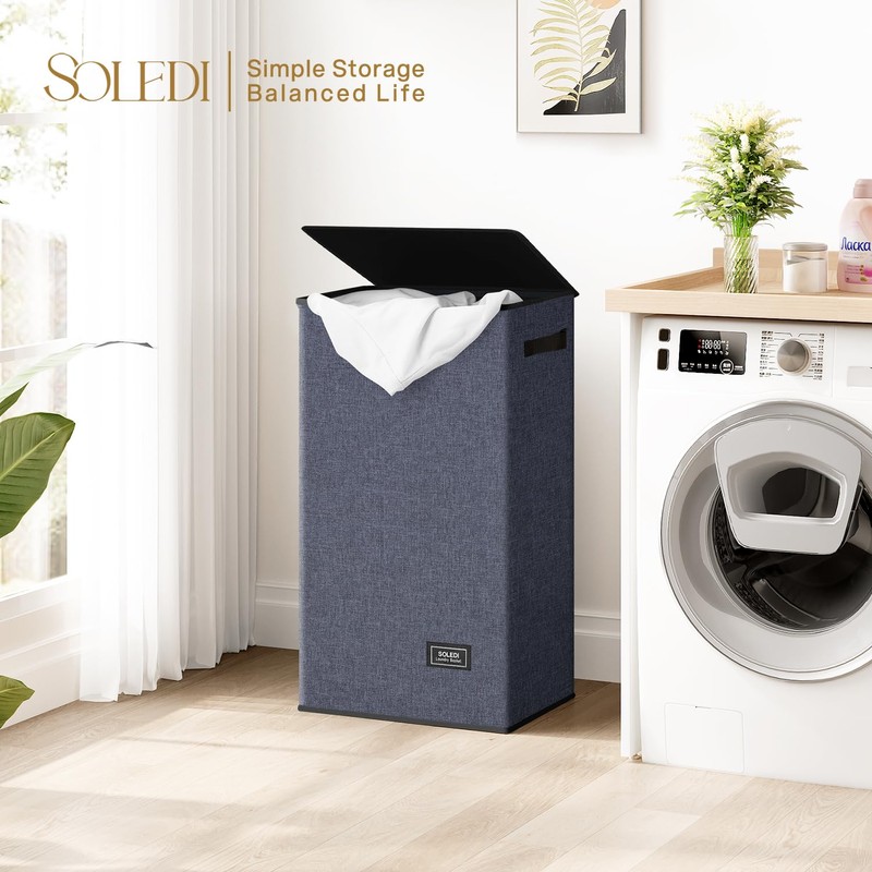 SOLEDI Laundry Hamper with Lid 100L Large & Tall Collapsible