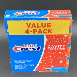 CREST Kids Toothpaste Sparkle Fun 4.6 oz 4 pack Tubes Cavity Protection Fluoride