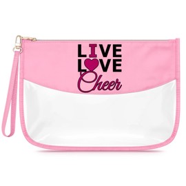 Sfodiary Cheer Gifts for Women Girls Makeup Bag Birthday Gifts for Cheer Team Coach Mom Cosmetic Bag Cheerleading Coach Christmas Graduation Presents Zipper Travel Makeup Pouch