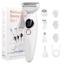 Carehabi 5-in-1 Intimrasierer für Frauen, Rasierer Damen Elektrisch, Damenrasierer intimbereich Ipx7 Wasserdicht USB,Trimmer Damen Shaver für Gesicht Augenbrauen Körper Bikinizone (Ohne Ladestation)