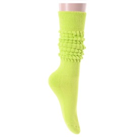sockfun Neon Green Socks Slouch Socks Women, Slouchy Scrunch Scrunchy Socks