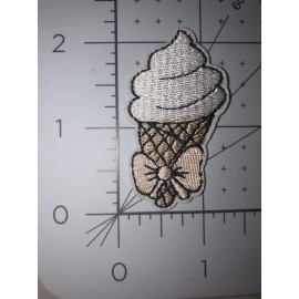 Lil’ Ice Cream Cone Soft Serve Iron on Patch Embellishment 1.25”x2.25”