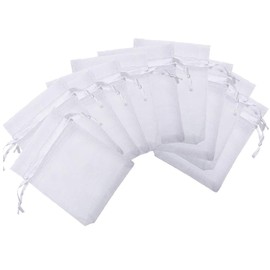100Pcs Organza Bags 3x4 inches Sheer Organza Bags Jewelry Drawstring Mesh Pouches Wedding Party Christmas Favor Gift Candy Bags, White