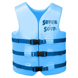 TRC Recreation Super Soft Vinyl Coated Foam USCG Approved Type III PFD Adult Water Safety Life Jacket Swim Vest, Medium, Blue